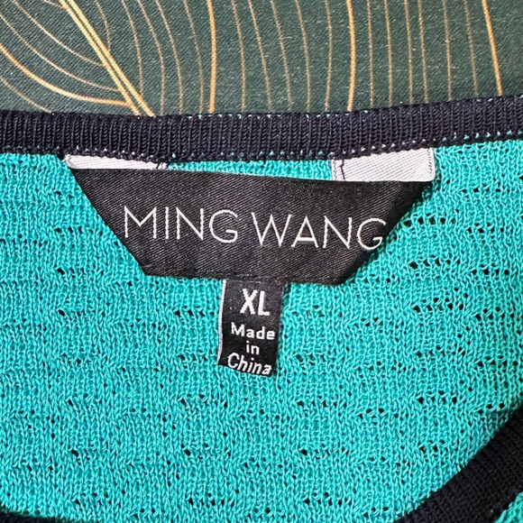 Ming Wang Long Sleeve Acrylic Knit Cardigan Sweater Tiffany Blue Black Women XL - Picture 3 of 8